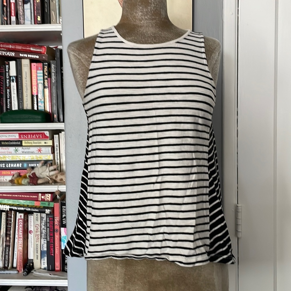 Extra small tank, with black and white stripes. By Madewell.
